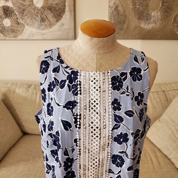 Eliza J Sleeveless Lace Trim Floral Shift Mini - Picture 5 of 13